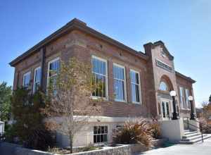 The southwest corner of Caldwell Carnegie Library, reopened in 2017 as the Caldwell Veterans Memorial Hall in Caldwell, Idaho.