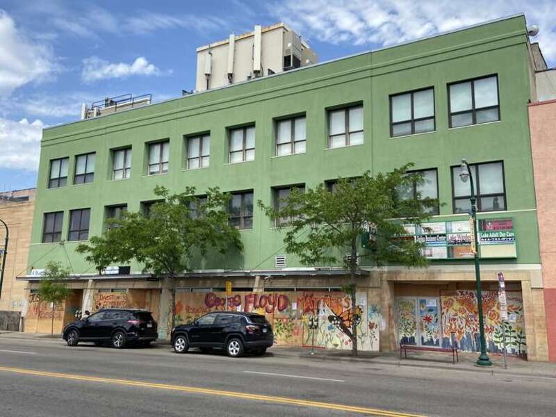 1516 East Lake Street, Minneapolis MN - Home to the Somali Museum of MN. The building storefronts were looted during the 2020 George Floyd protests. The building was built in 1923.