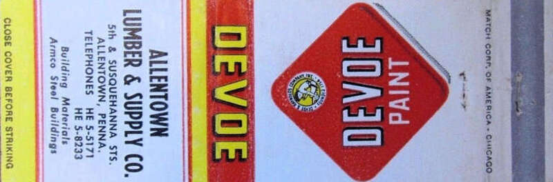 Allentown Lumber and Supply Co Matchbook Allentown PA