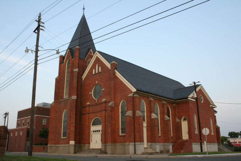St. Joseph's African Methodist Episcopal (AME) Church at 2521 Fayetteville Street in the early morning in Durham, North Carolina.