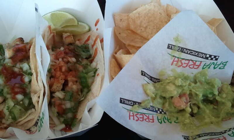 I like Baja Fresh. I have been to several of them and they are all the same. I prefer it for lunch, though, I have had several dinners at BF. My usual order is two Americano Soft Tacos and an order of Pronto Guacamole. I like that they immediately