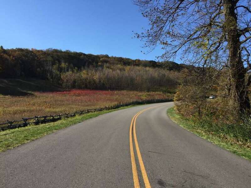 View south along the Blue Ridge Parkway just south of the Humpback Gap Overlook in Augusta County, Virginia
