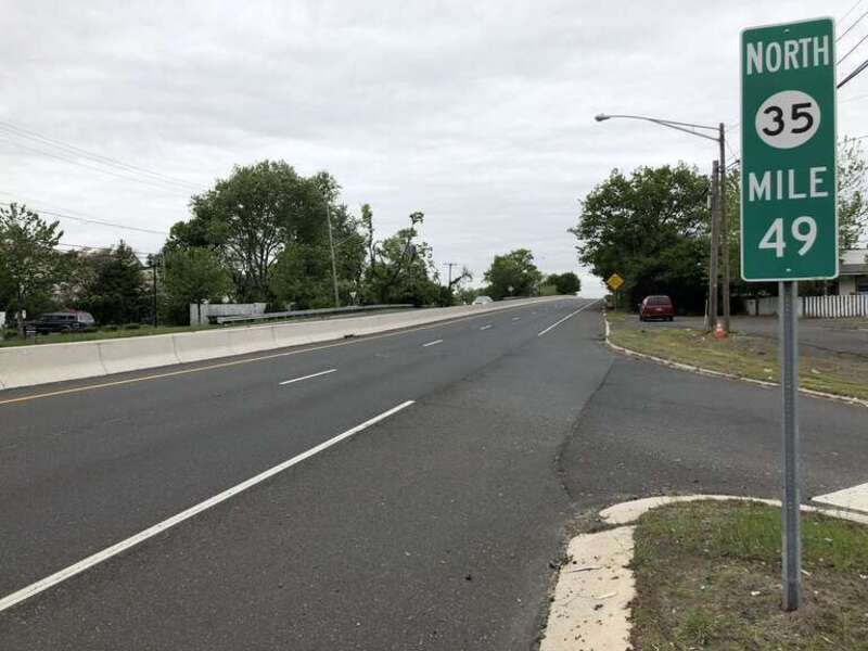 View north along New Jersey State Route 35 at Portia Street in South Amboy, Middlesex County, New Jersey
