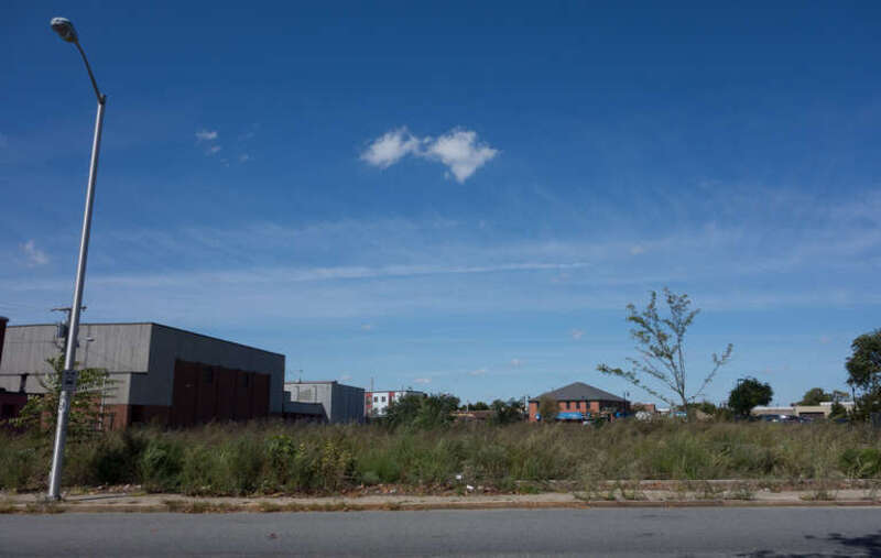 Empty lot at 93 Cranston Street, onetime home of Louttit Laundry