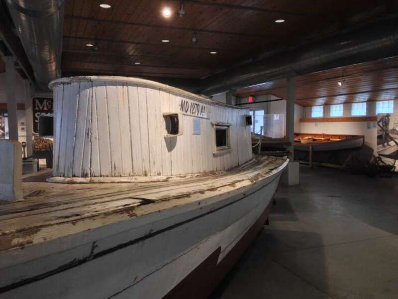 An image of an exhibit inside of the Annapolis Maritime Museum. The museum was origianlly founded in 1986 as the Eastport Historical Society. It was renamed the Annapolis Maritime Museum in 2000. It is located inside the McNasby Oyster Packing Co.