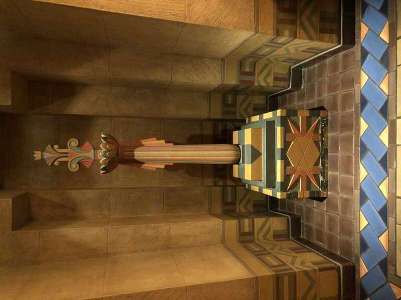 This is an example of the ornamental artwork and tile seen throughout the interior of the Fox Theatre building at 660 Peachtree St NE, Atlanta, Georgia, United States.