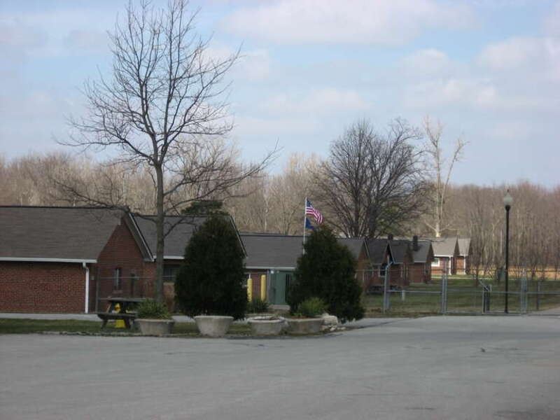 Barracks at Camp Edwin F. Glenn on the grounds of the former Fort Benjamin Harrison in Indianapolis, Indiana, United States.  Built to house Italian and German prisoners of war during World War II, the camp is listed on the National Register of