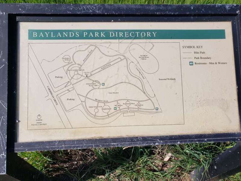 Public sign showing a map of Baylands Park, Sunnyvale
