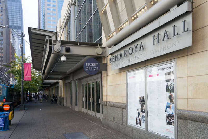 A view of the Third Avenue exposure of Seattle's Benaroya Hall