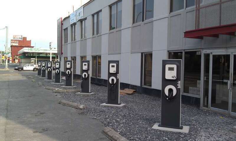 Blink charging stations for plug-in electric vehicles in Syracuse, NY, US.