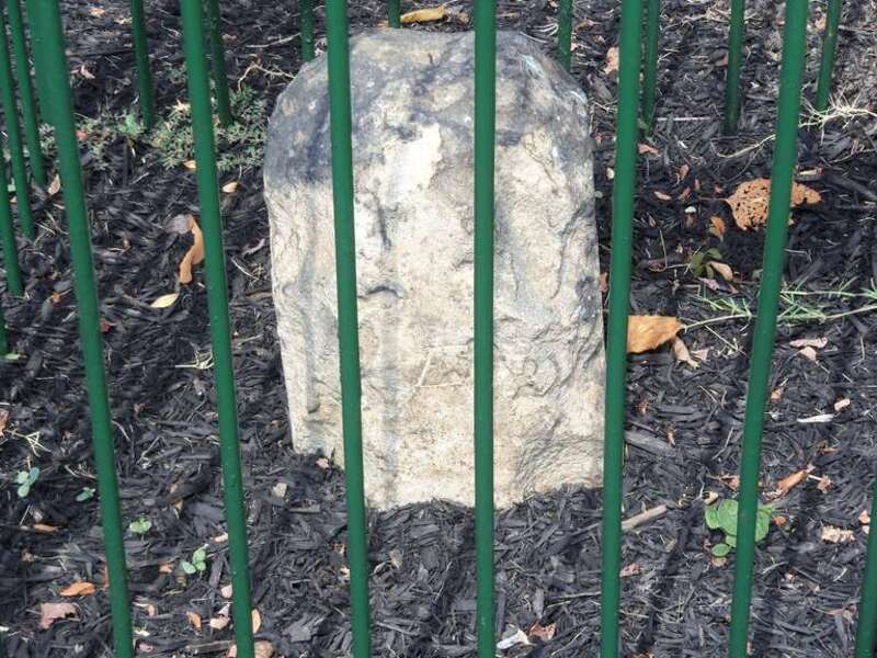 Southwest No. 3 Boundary Marker of the Original District of Columbia. It is located in the parking lot of the First Baptist Church on King Street.