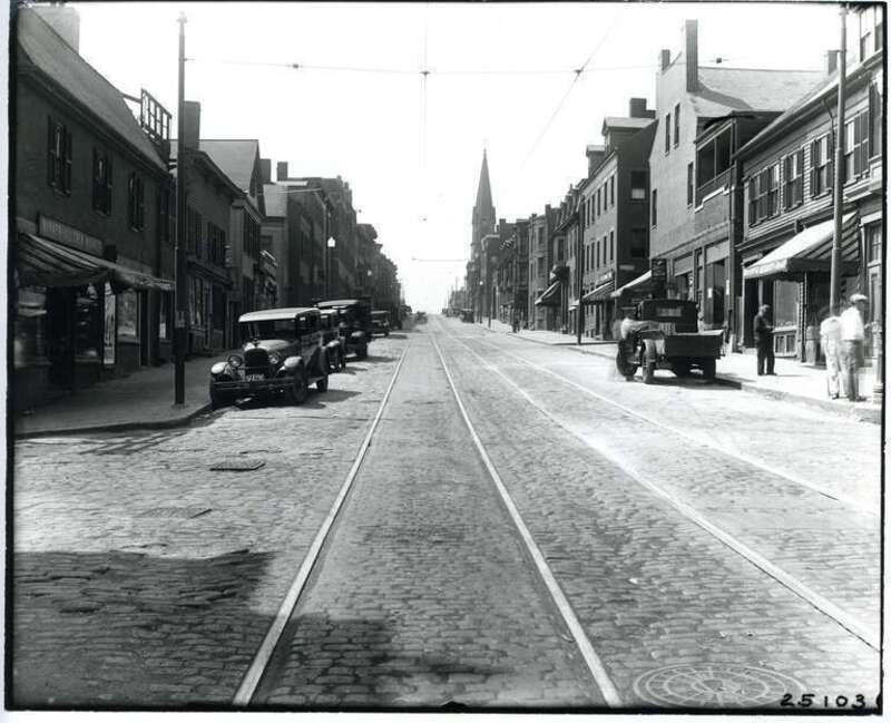 Bunker Hill Street at Pearl Street, circa 1938