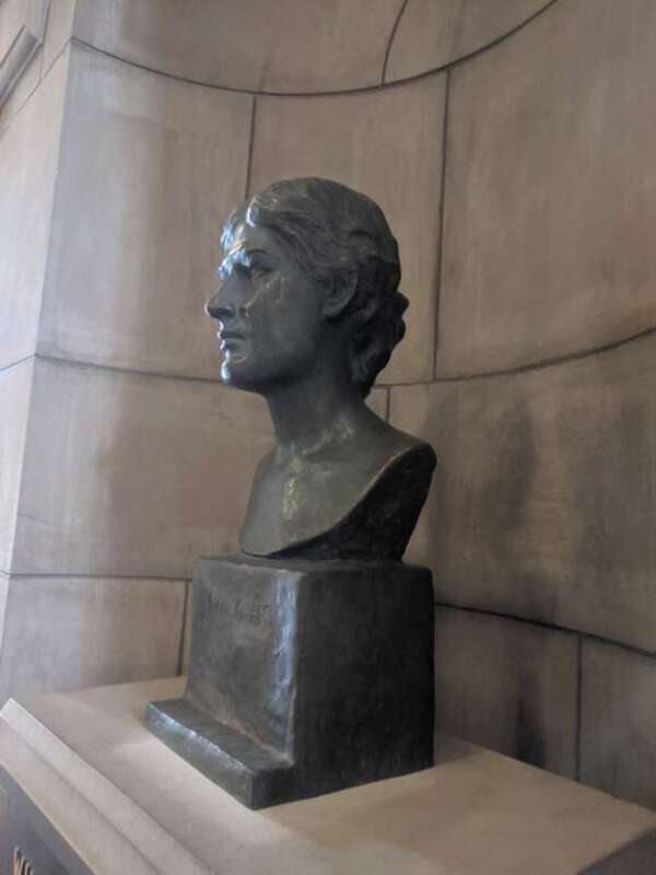 Portrait bust of author Will Cather, sculpted by Paul Swan, located in the Nebraska State Capitol Building