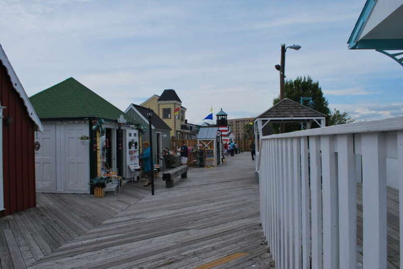Stores and attractions at Captain's Cove Seaport in Bridgeport, Connecticut, United States.