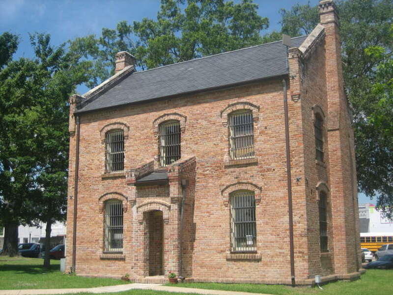 Chamber of Commerce Building in Center, Texas. This building is the original jail, built along with the historic courthouse. Both sit on the town square.