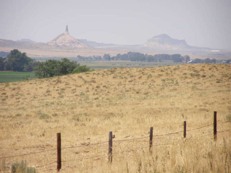 Chimney Rock a landmark along the California, Oregon and Mormon Trails in western Nebraska.
