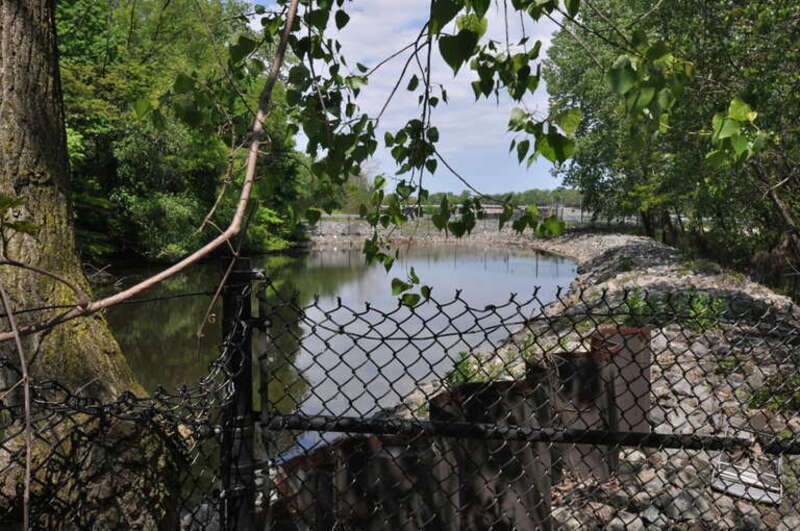 Dundee Canal Industrial Historic District, Clifton and Passaic, NJ.  This is an isolated section of the canal at its northern end, looking north to where the gatehouse used to stand on the west side of the Passaic River.