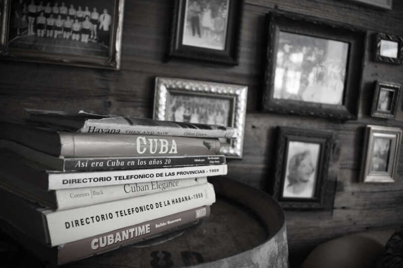 A bookshelf at the Colada Cafe in Fort Lauderdale, Florida.