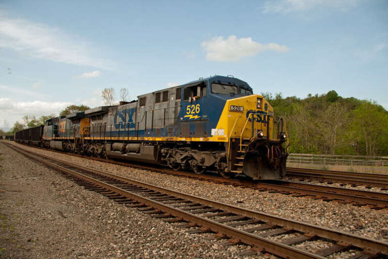 Because of the many people along the waterfront section of Lynchburg, CSX trains cruise through the area at reduced speed.  The train crew was very friendly waving back to anyone who waved and blowing the horn for the kids.