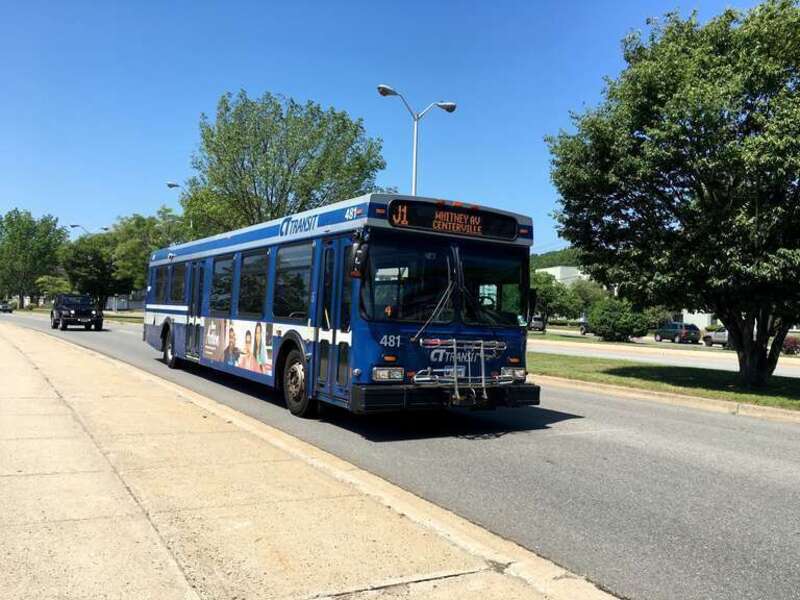 One of New Haven's later Detroit Diesel powered buses along the West Haven Beach.