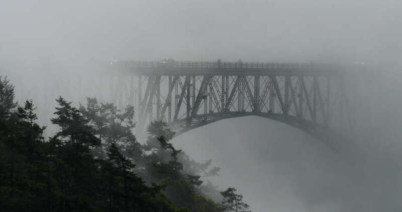 Washington State - The Deception Pass Bridge is a two-lane bridge connecting Whidbey Island to Fidalgo Island. It was a Public Works Administration project built by workers from the Civilian Conservation Corp.