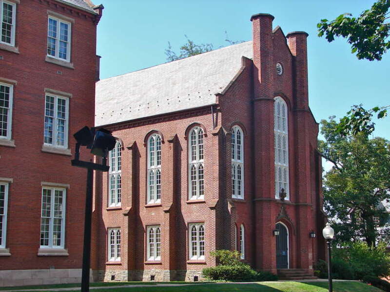 Diagnothian Hall, immediately north of Old Main.. Part of the NRHP site &quot;Old Main, Goethean Hall, and Diagnothian Hall&quot; listed since July 30, 1975. On the Franklin and Marshall College campus, in the College Park neighborhood of Lancaster,