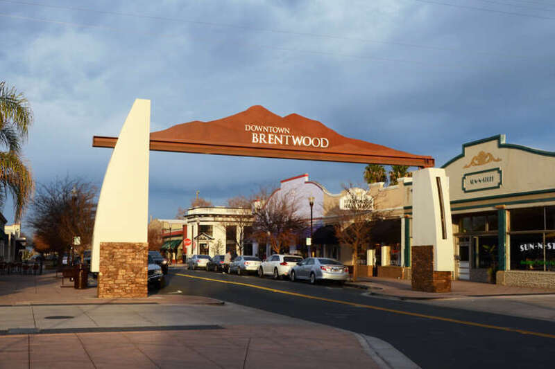 Gateway to downtown Brentwood, California.