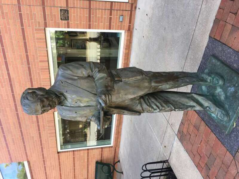 Statue near Schlow Library in downtown State College, Pennsylvania