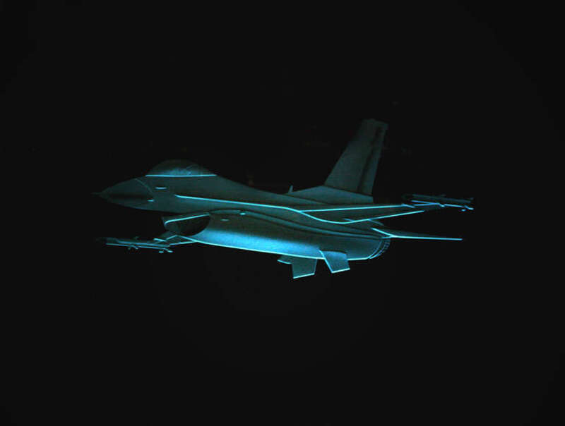 Etched glass at the United States Air Force Memorial located in Arlington County, Virginia.