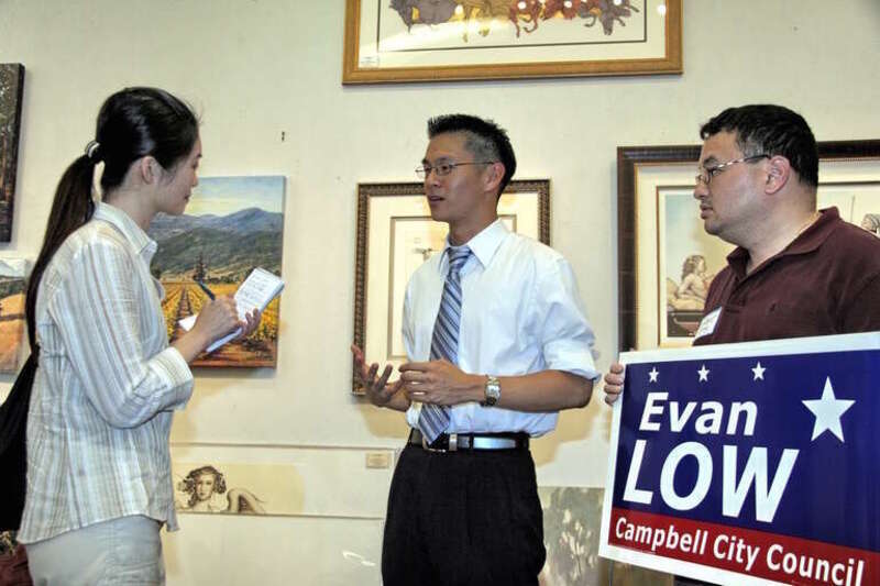 Evan Low campaigning for Campbell City Council.