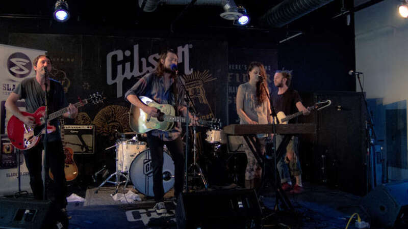 American rock band Family of the Year performing at Gibson Guiltar Showroom of Austin, Texas, during South by Southwest 2012