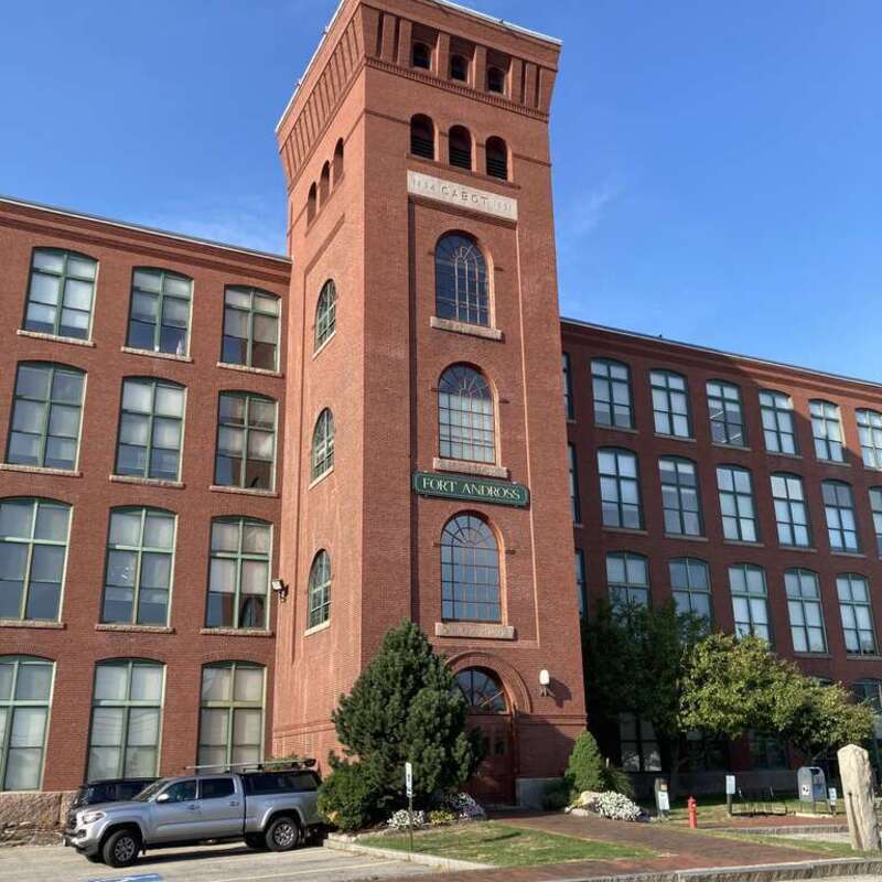 Fort Andross Mill Complex. The old Cabot Mill in Brunswick, Maine, built on to of the ruins of Fort Andross and Fort George.
