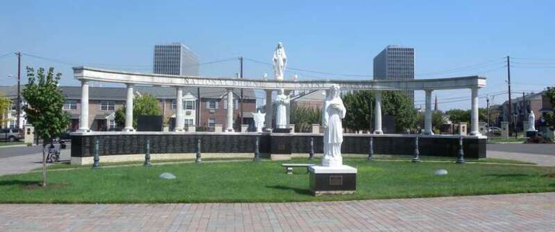 Looking east at Shrine of st Gerard on a sunny early afternoon.