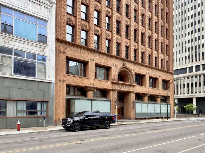 [Built in 1895-1896, this Chicago School-style thirteen-story skyscraper was designed by Louis Sullivan and Dankmar Adler for the Guaranty Construction Company.  It was initially commissioned by Hascal L. Taylor, whom approached Dankmar Adler to