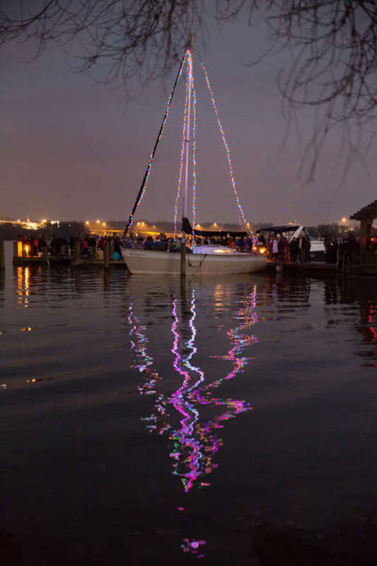 A festive sailboat on the Potomac near Old Town Alexandria, Virginia.