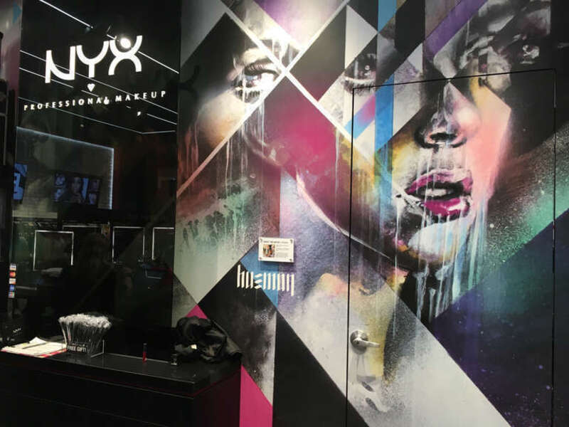 Artwork featured at Nyx cosmetics store at the Mall of America in Bloomington, Minnesota by Hueman