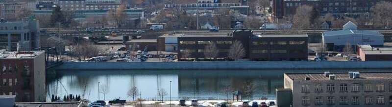 Interstate 296/U.S. Route 131 as seen across the Grand River in Grand Rapids, Michigan