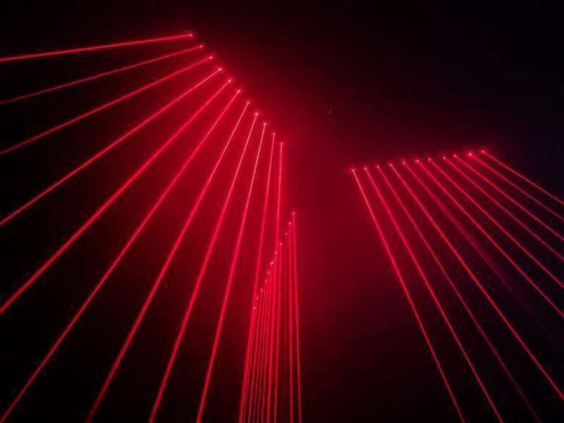 A laser harp at Meow Wolf's permanent installation, the House of Eternal Return, in Santa Fe, New Mexico.