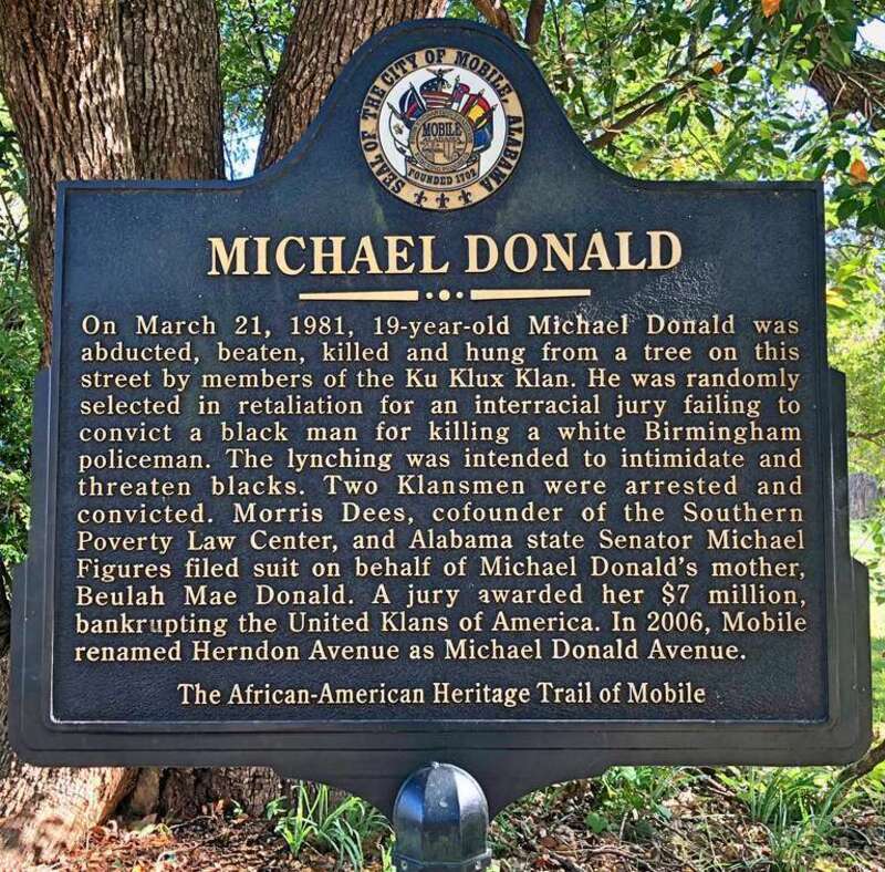 Michael Donald Marker about his lynching in 1981. This event is considered to be the last lynching in America.