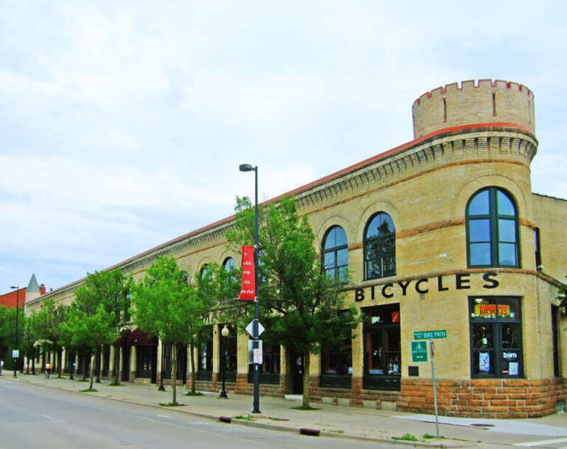Machinery Row (1898-1914) in Madison, Wisconsin. This block-long group of brick buildings was originally known as the Brown Brothers' Business Block. It earned the nickname &quot;Machinery Row&quot; when several agricultural implement branch houses located