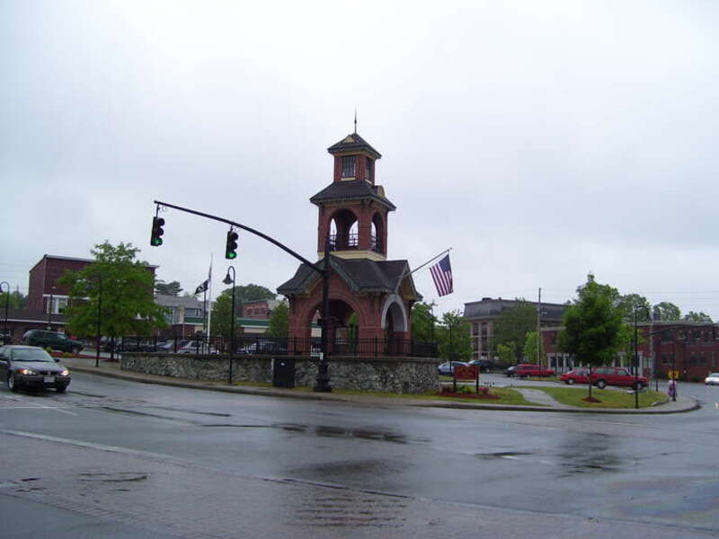 This is my 2008 photo of Market Square in Woonsocket, Rhode Island.