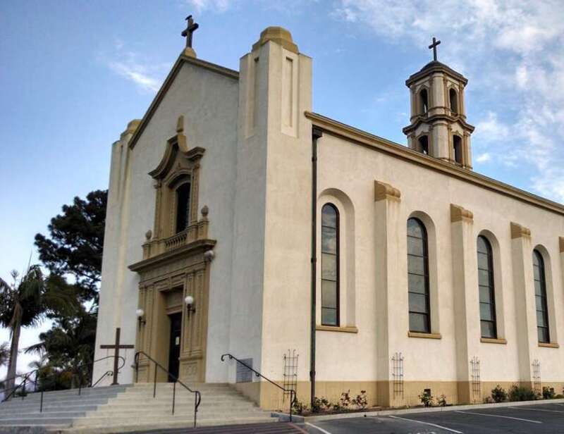 Mary Magdalene Chapel, Camarillo, California, looking SE, dedicated July 1, 1913. Albert C. Martin, Sr., architect.