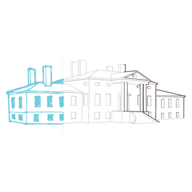 Using the Taft Museum of Art as subject content, this illustration demonstrates the three steps of the analytical drawing developed for CincyInForm