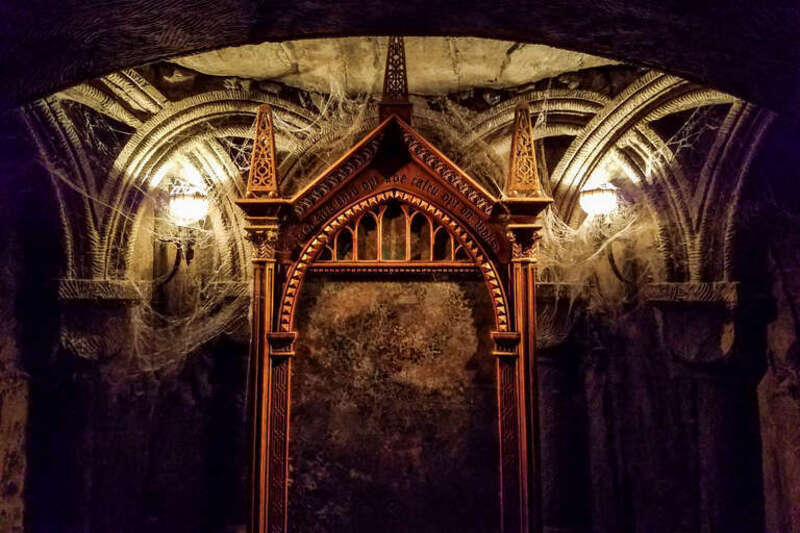 Inside Hogwarts (aka Harry Potter and the Forbidden Journey) in the Wizarding World of Harry Potter at Universal Studios Hollywood.