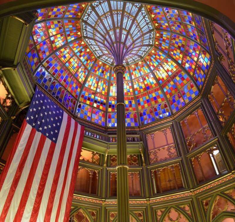 The rotunda and stained glass dome of the Old Louisiana State Capitol in Baton Rouge, Louisiana.