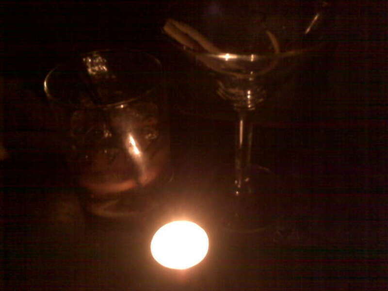 A Scotch Old-Fashioned, a Gin Martini ...  and a tea light, because it was &quot;Earth Hour&quot; at Vesta and all the lights in the restaurant were turned off!
