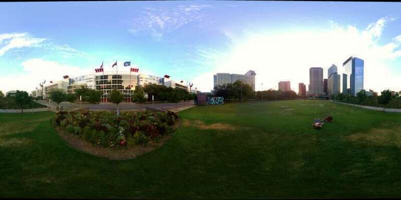 Panoramic View of Discovery Green park in Houston