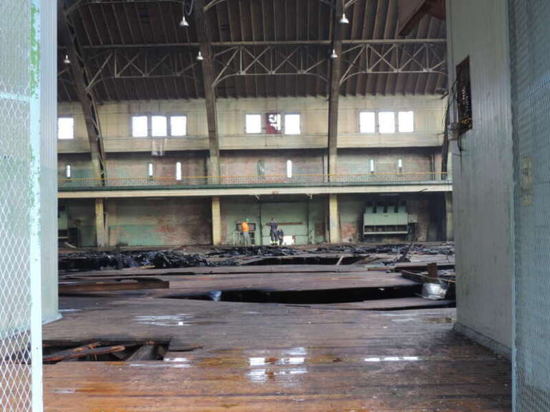 Fire damage to drill floor