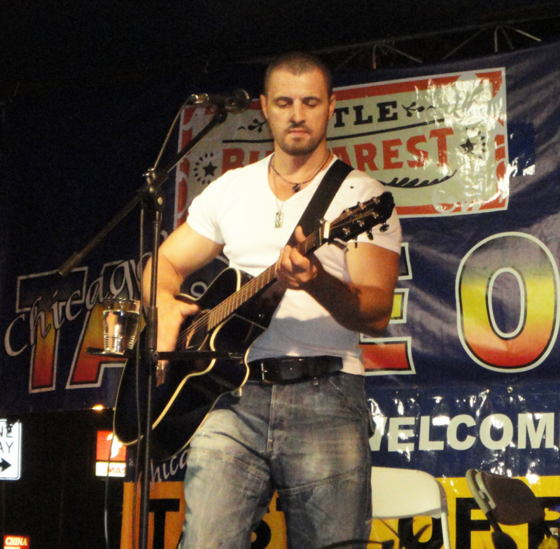 Moldovan singer Pavel Stratan performing on 25 August 2013 at Taste of Romania in Chicago, Illinois.
