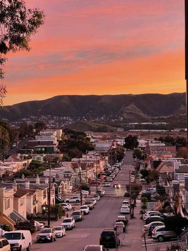 A southward view of Peninsula Ave., taken from Hester Ave. at sunset